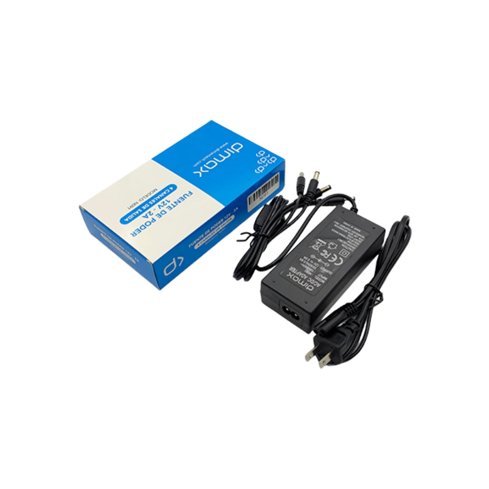 Fuente de Poder Dimax Salida 12Vdc 2Amp 4 Canales Soporta Camara Chapa y Control de Acceso N091
