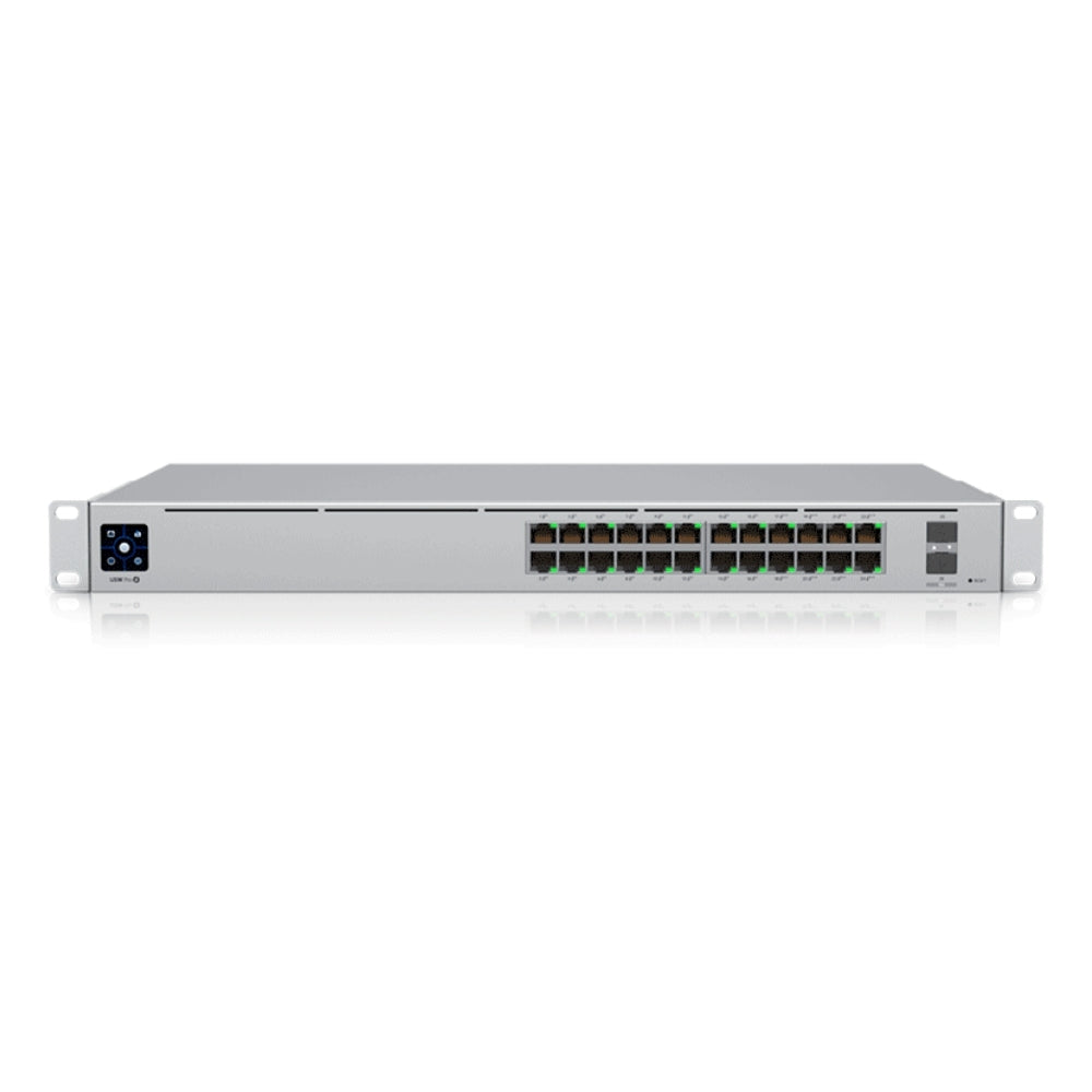 Switch Ubiquiti Unifi USW Pro 24 PoE 8xGigabit PoE++ 16xGigabit PoE+ 2xSFP+ Capa 2/3 Pantalla Tactil 1.3" Potencia Max 400Watts UB-USW-PRO-24-POE