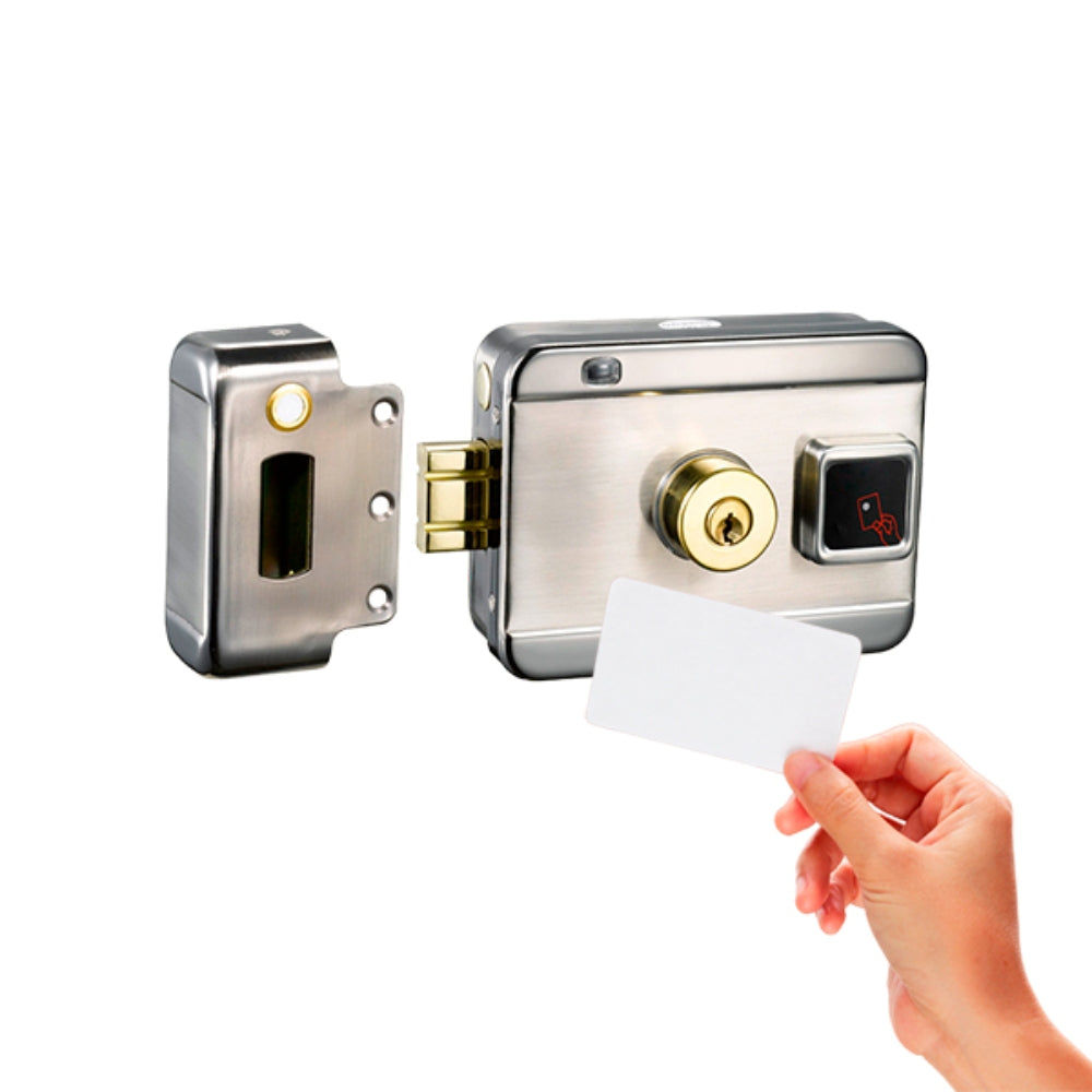 Cerradura Dimax Electrica Bidireccional con Lector de RFID 125KHz Incluye Control Remoto y 3 Llaves Alimentacion 12a18 Vdc N094