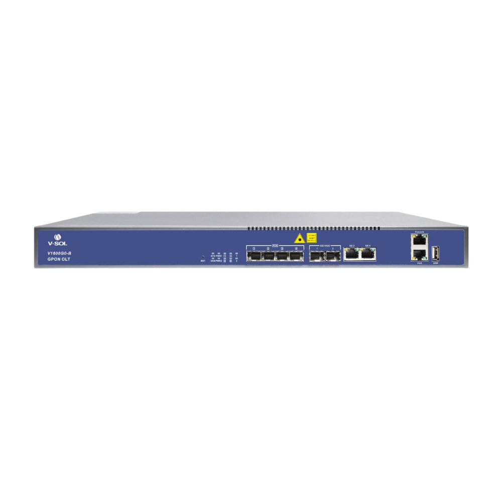 GPON OLT V-Sol 4xGPON 1xGE SFP 1x10GE SFP+ USB Soporta Triple Play 19" 1U Doble Corriente Alterna Compatible con otras Marcas V1600G0-B