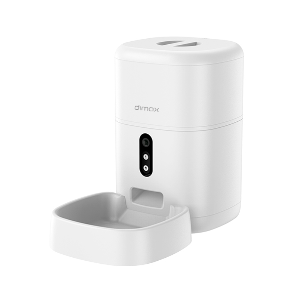 Alimentador Dimax Inteligente para Mascota Capacidad 4 Litros con Camara FHD de 3MP Vision Nocturna y Audio 2 Vias Alimentacion 220VAC y Pilas G107