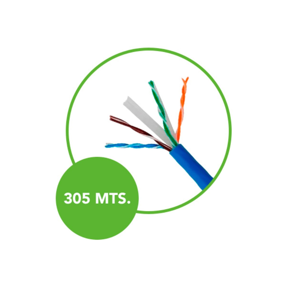 Cable Ethernet UTP Dimax Categoria 5E 24AWG CCAE 80% Cobre Longitud 305 Metros color Azul C758
