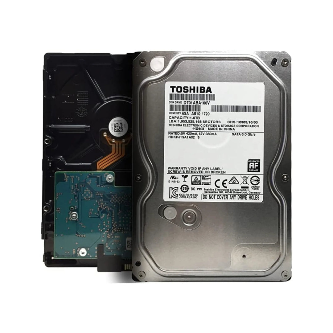 Disco Duro Toshiba 1TB 5700RPM Cache 32MB Sata 6Gbps Optimizado para Grabador de Alto Consumo Funciona 24/7 Reacondicionado DT01ABA100V