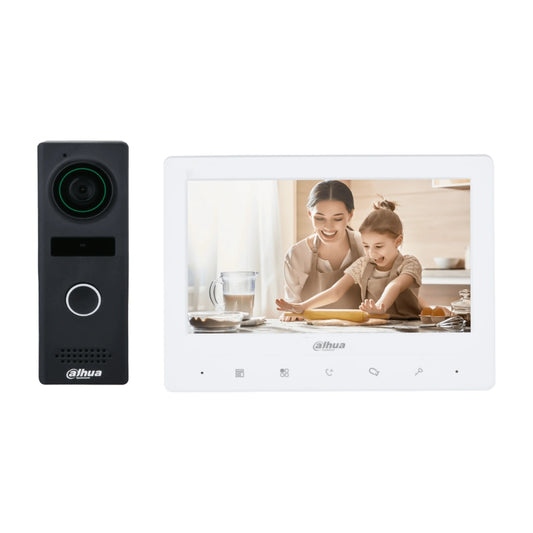 Kit de Video Portero Dahua Analogico Monitor 7" TFT Tactil + Frente de Calle 1/4" 1.3MP CMOS Audio I/O Desbloqueo Remoto Soporta DWDR DHI-KTA02M