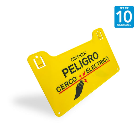 Set de 10 Piezas de Señal de Advertencia Dimax de 22.5x14.5cm Ideal para Cercas Electricas C910