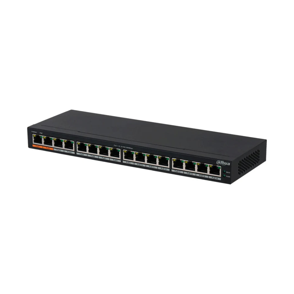 Switch Dahua 16 Puertos Gigabit PoE 190Watts DH-PFS3016-16GT-190