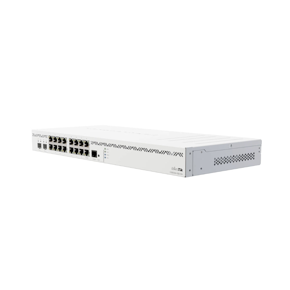 Cloud Core Router Mikrotik 2004 16 Puertos Gigabit + 2 Puertos SFP CPU ARMv8-A Cortex-A57 1.7GHz RAM 4GB con 2 Fuentes Redundantes Licencia Nivel 6 Rackeable CCR2004-16G-2S+