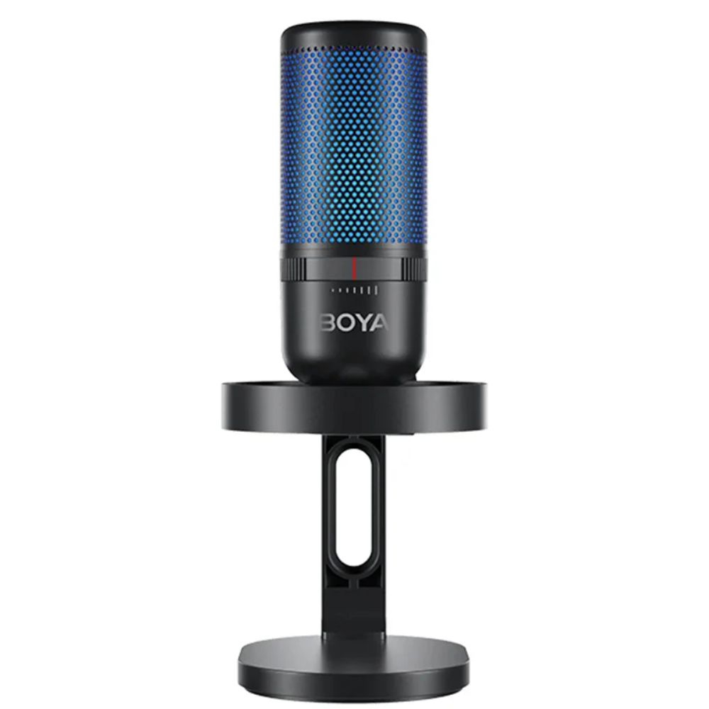 Microfono USB de Condensador Boya con Iluminacion RGB 3 Efectos Calidad HiFi 48KHz/24bits Cancelacion de Ruido con un Toque 3 Patrones Polares Monitoreo TRS 3.5mm BOYA K3-02