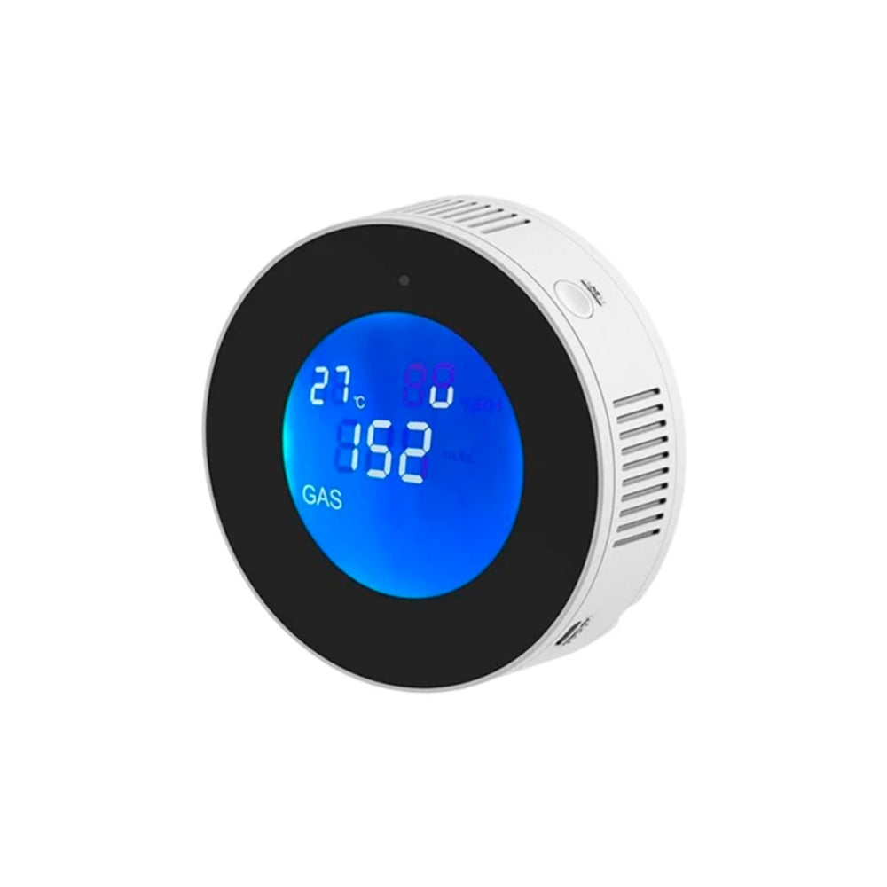 Sensor Detector de Gas Dimax Inteligente WiFi Detecta GLP GNC Deteccion 360° Pantalla LCD Vida Util Sensor 3 años Alarma Integrada 90dB Alimentacion Micro USB R312
