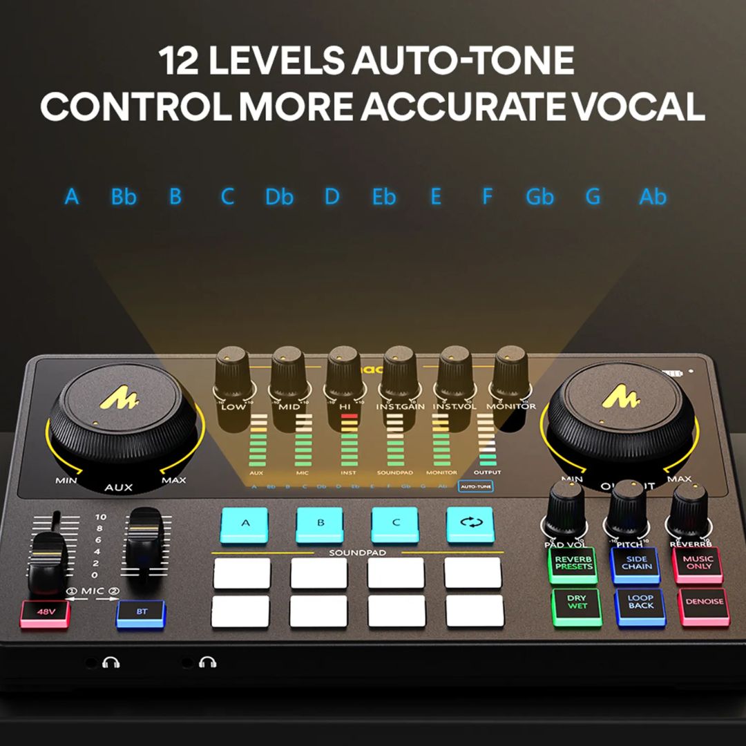 Interfaz de Audio Maono Maonocaster Estudio de Produccion Portatil Conexiones XLR y Jack 3.5mm AME2
