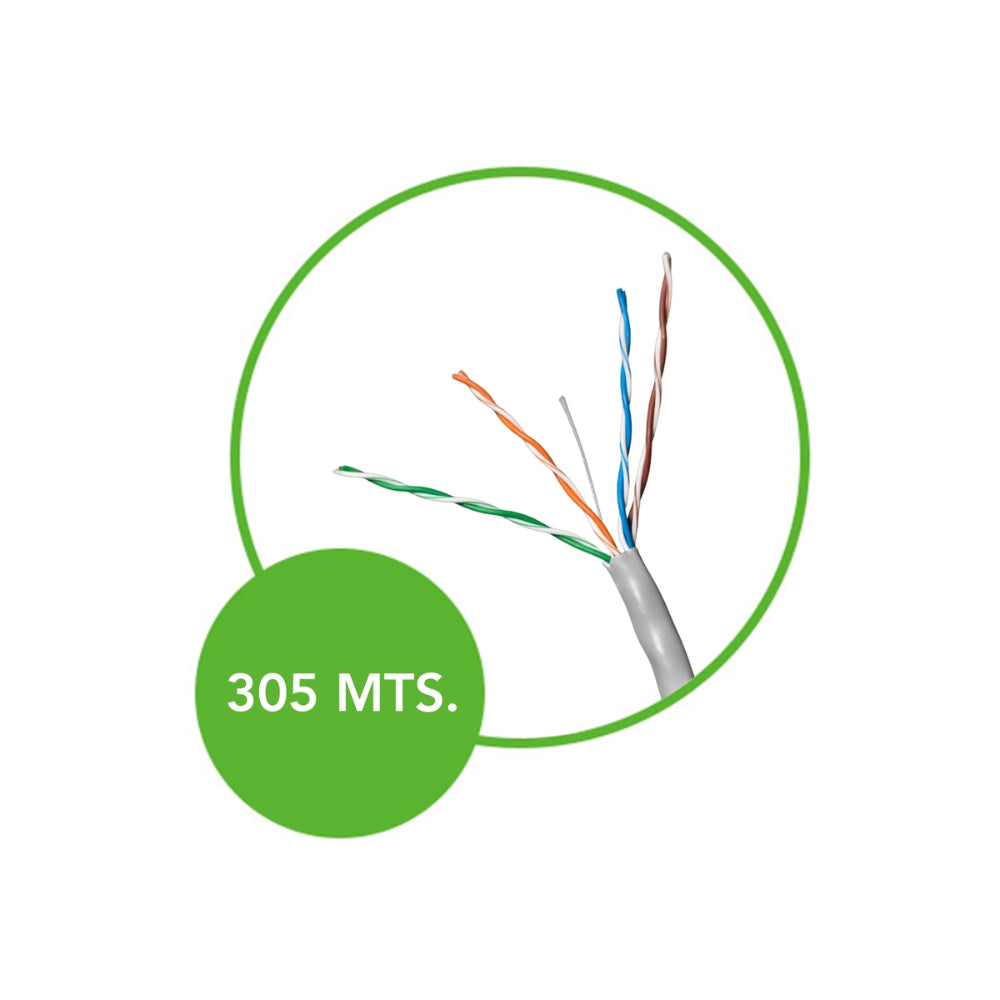 Cable Ethernet UTP Dimax Categoria 5E CCA Interior Longitud 305 Metros 24WG 4pares 0.50mm Pass Fluke Chaqueta Simple con Carrete de Madera Z053