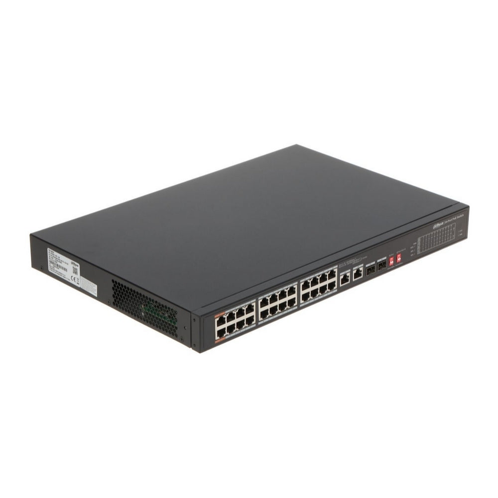 Switch Administrable Dahua 26 Puertos 2xSFP/2xGigabit + 24 Puertos 100Mbps PoE 240Watts PoE Watchdog DH-PFS3226-24ET-240