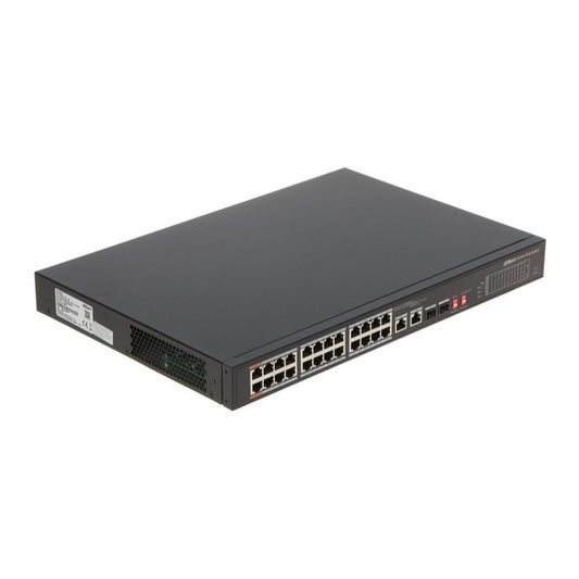 Switch Administrable Dahua 26 Puertos 2xSFP/2xGigabit + 24 Puertos 100Mbps PoE 240Watts PoE Watchdog DH-PFS3226-24ET-240