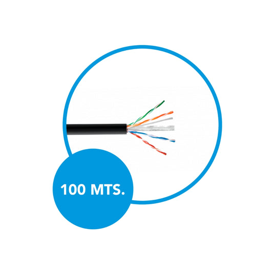 Cable Ethernet UTP Dimax Categoria 6 24AWG 100% Cobre Longitud 100 Metros para Exterior color Negro con Carrete C897