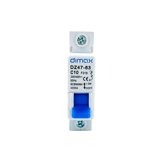 Disyuntor Electrico Dimax Unipolar de 10Amp GB10963 IEC898 BS3871 f315