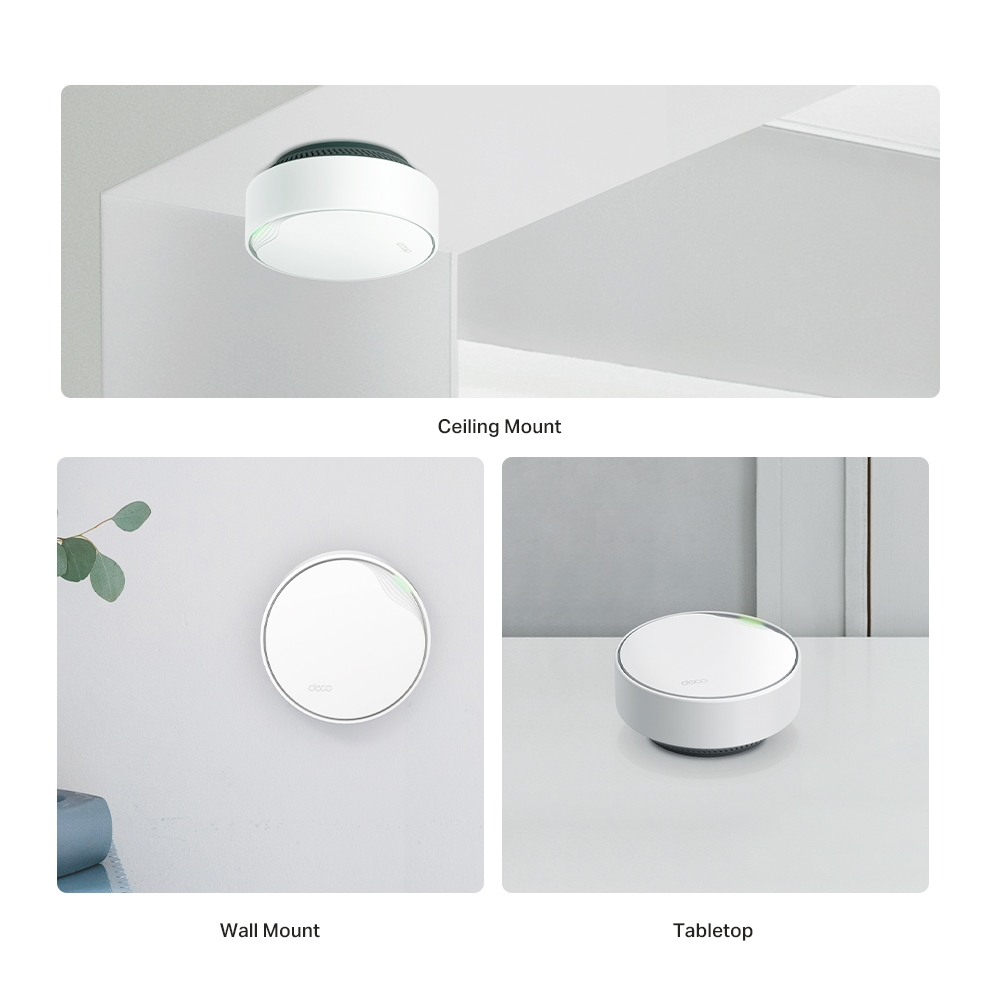 Set de 2 Piezas Sistema WiFi6 Mesh TP-Link CPU Dual Core 1x2.5GbE 1xGbE Router AP Roaming Conexion sin Lag Montaje Techo Pared Mesa DECO X50-PoE(2-pack)