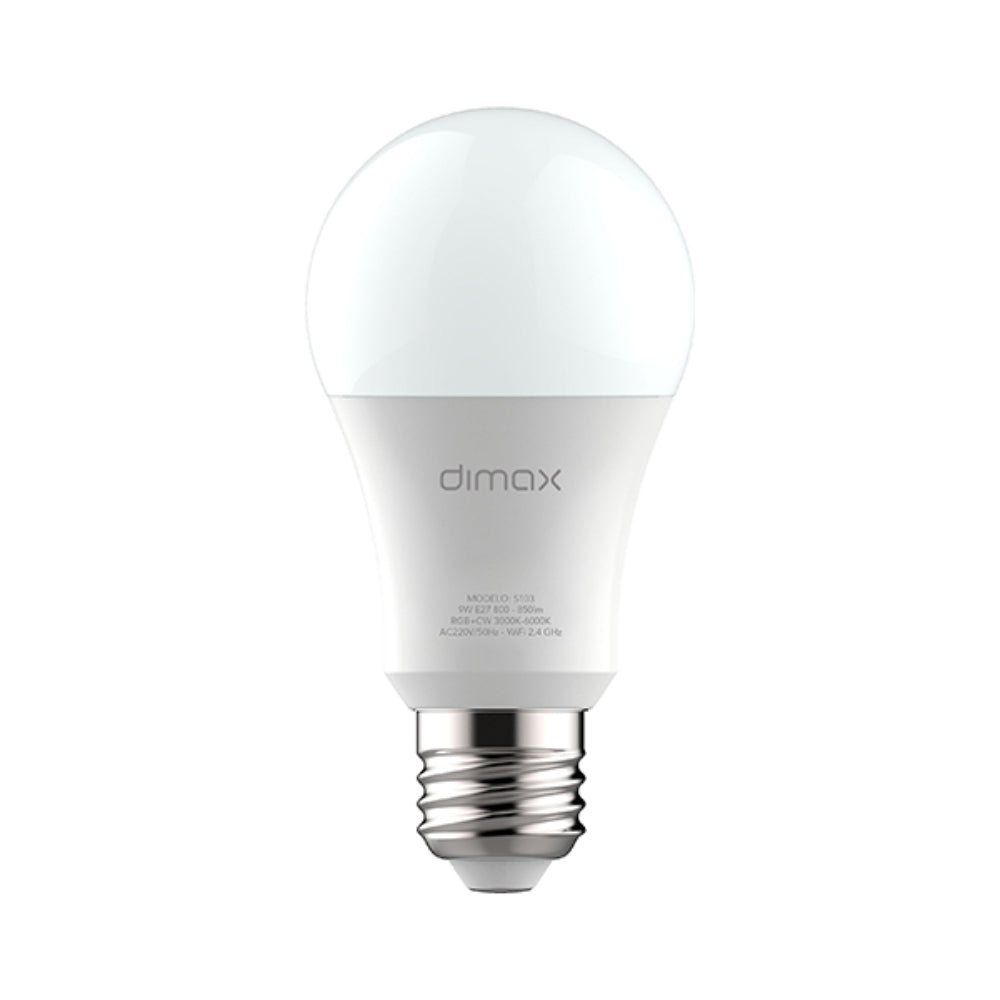 Bombilla Foco Dimax Smart RGB+CW E27 9 Watts WiFi Bluetooth Control por Voz Alexa y Google S103