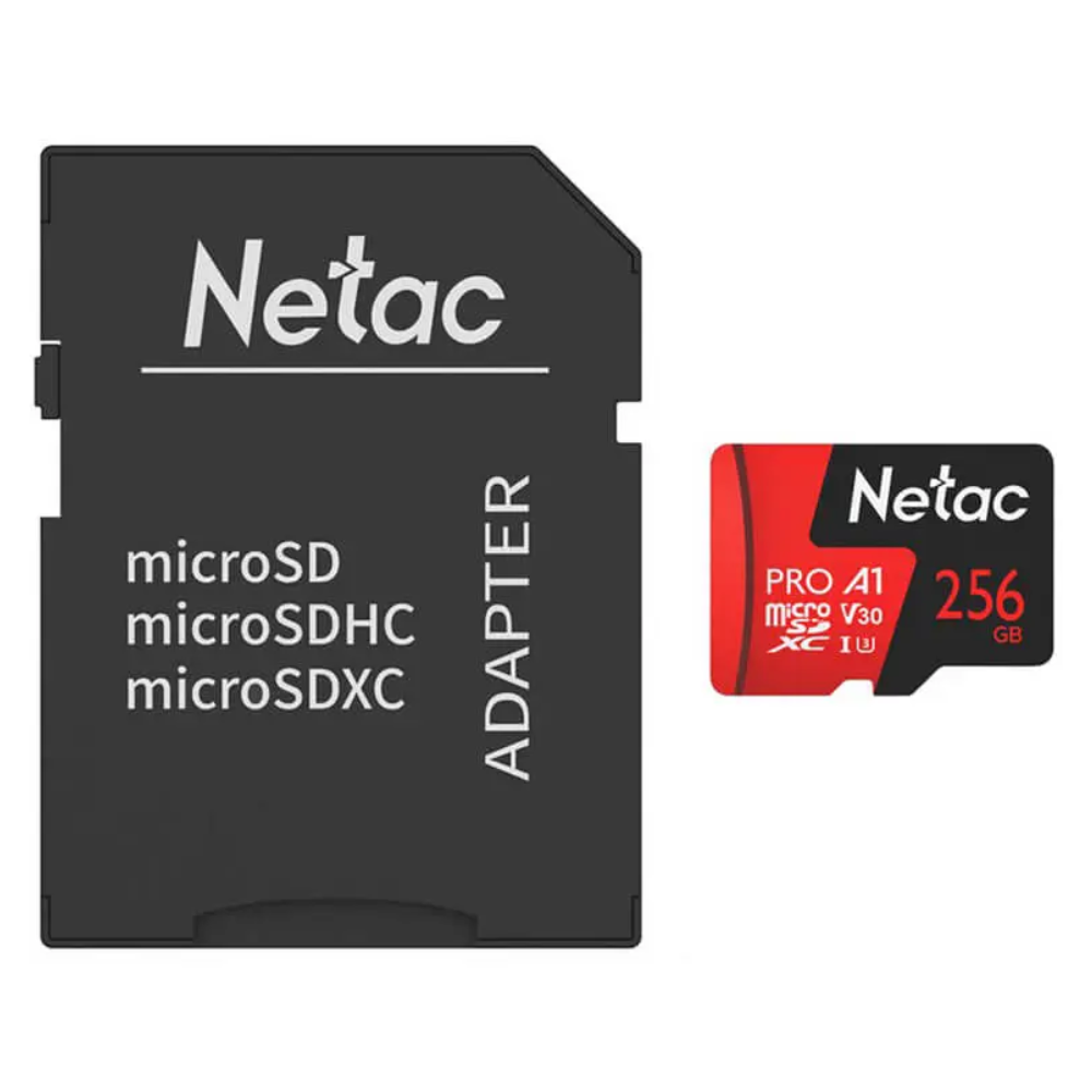 Memoria Micro SD Netac 256GB Extreme Pro SDXC V30 A1 Clase 10 hasta 100MBps Si Incluye Adaptador a SD NT02P500PRO-256G-R