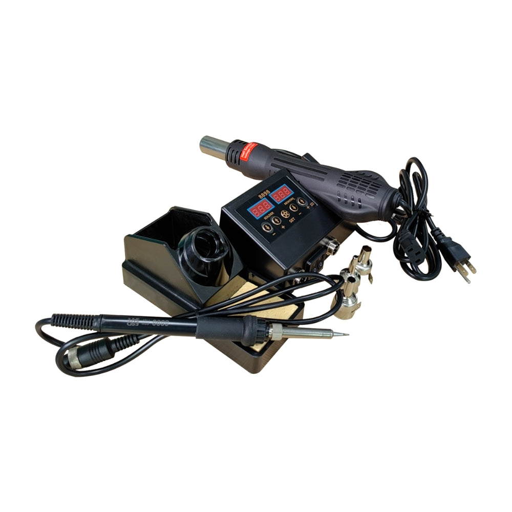 Estacion de Soldadura Dimax Electrica 60 Watts Temperatura Ajustable Carcasa de ABS Incluye Cable de Alimentacion Boquillas y Soporte Y011
