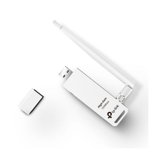 Adaptador USB a WiFi TP-Link N150 150Mbps Antena Externa Removible 4dBi Boton WPS Seguridad WPA WPA2 TL-WN722N