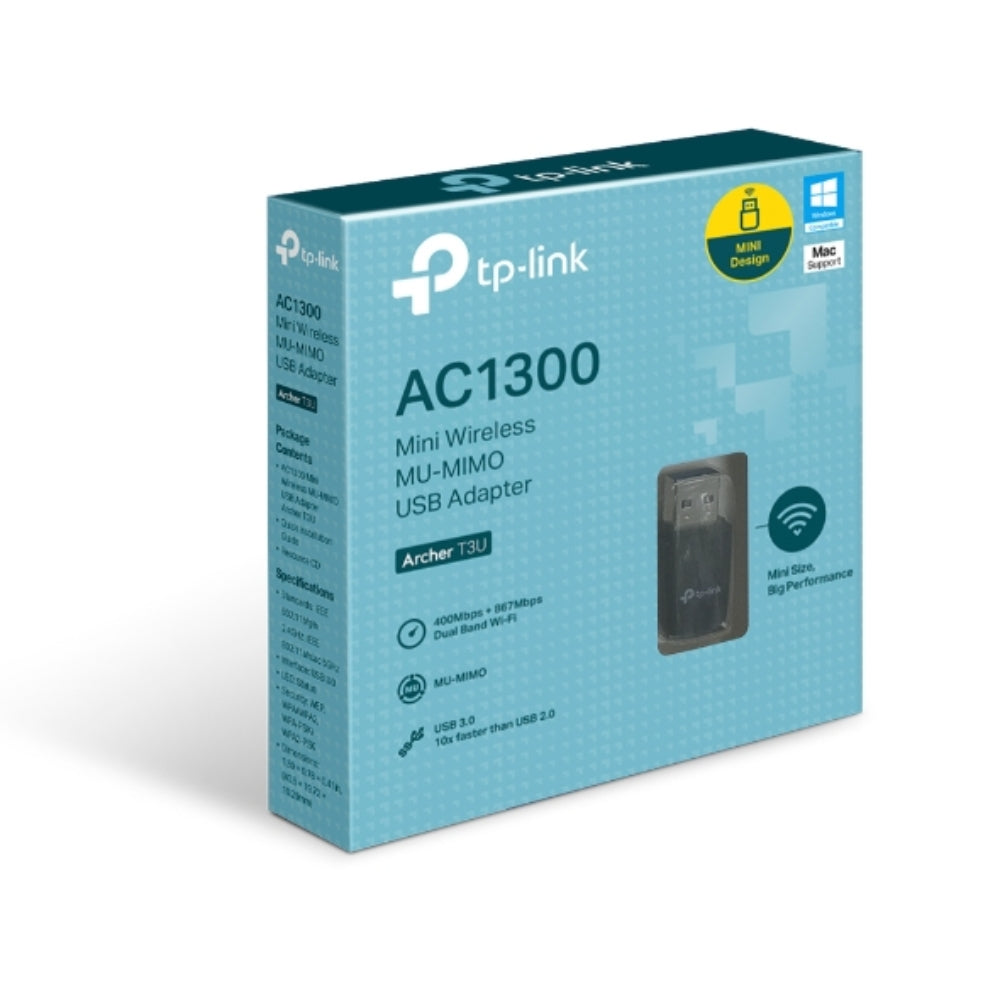Mini Adaptador USB a WiFi TP-Link AC1300 Doble Banda USB 3.0 MU-MIMO ARCHER T3U