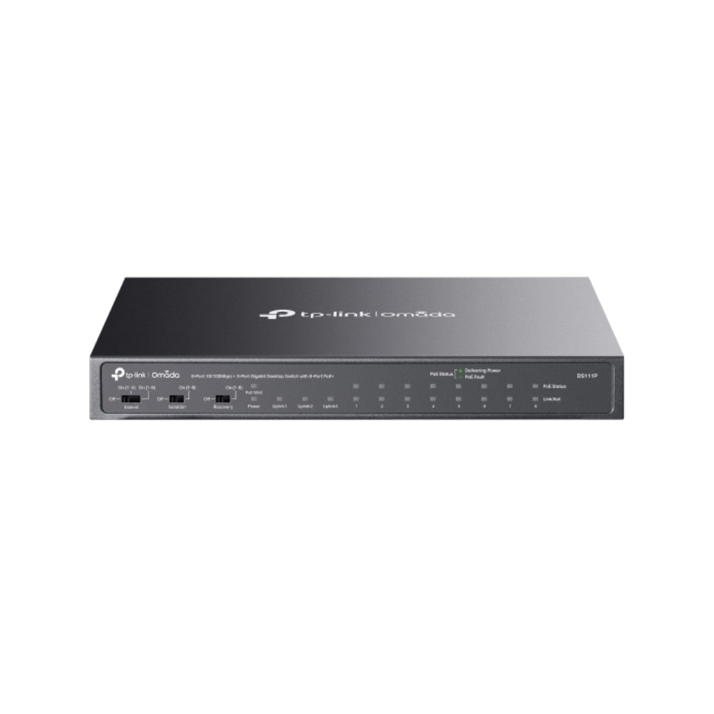 Switch TP-Link Omada 802.3AT/AF 1 Puerto SFP 8 Puertos 10/100 POE+ 123Watts DS111P