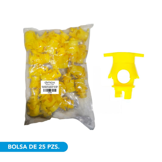 Aislador Dimax para Cercas Electricas de Sujecion de Linea con Rosca para varilla Circular Aislacion hasta 12KV Bolsa de 25 piezas color Amarillo A309