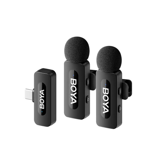 Microfono Inalambrico Boya con 2 Microfonos Omnidireccional con Cancelacion de Ruido Inteligentee Alcance hasta 100 metros Puerto USB-C BY-V20 V2.0