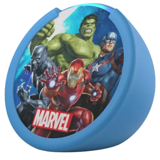 Parlante Amazon Alexa Echo Pop 1ra Gen Sonido HiFi Doble Banda 2.4 y 5.0GHz Bluetooth diseño Avengers Marvel C2H4R9-MARVELAVENGERS