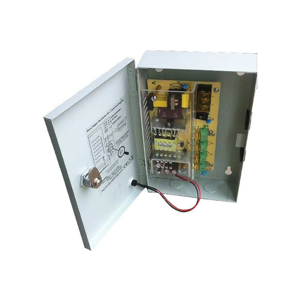 Fuente Supervisada Dimax 12Vdc 4Amp con 4 Salidas para Camaras 12Vdc 1Amp Caja Metalica Fusible General y por Canal M009