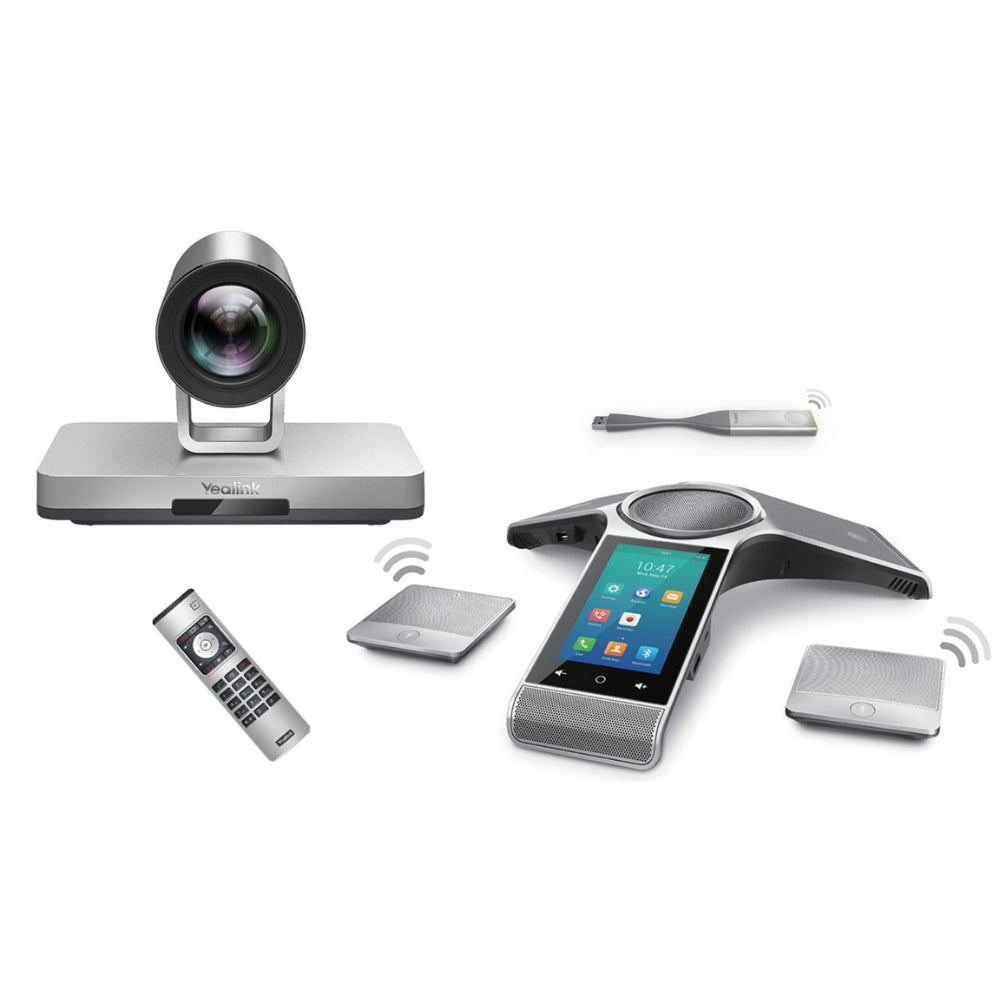 Sistema de Videoconferencia Yealink 1xCP960 2xCPW90 Wireless Camara 1080P 60FPS Zoom 12x Soporta hasta 24 Puntos 2xHDMI Out 1xHDMI 1xMini DP 1xRJ45 VC800-PHONE-WIRELESS-WP