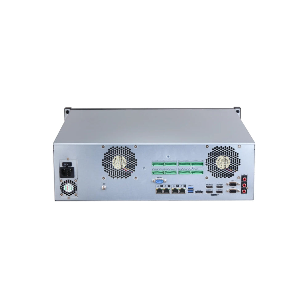 Grabador IP Dahua de 128 Canales Wizmind Acupick SMD Plus Deteccion Facial Proteccion Perimetral Mapa de Calor ANPR Conteo de Personas 16xHDD hasta 20TB 4xHDMI 2xVGA 4xUSB 1xRS232 1xRS485 4xRJ45 2.5Giga Audio 1I/2O Alarma 32I/16O DHI-NVR616H-128-XI