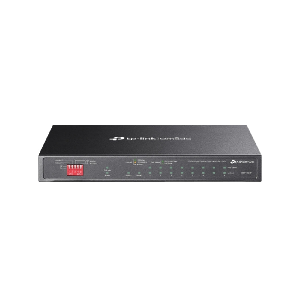 Switch TP-Link Omada 802.3AT/AF 1 Puerto Combo SFP/RJ45 8 Puertos Gigabit POE+ 123Watts DS110GMP