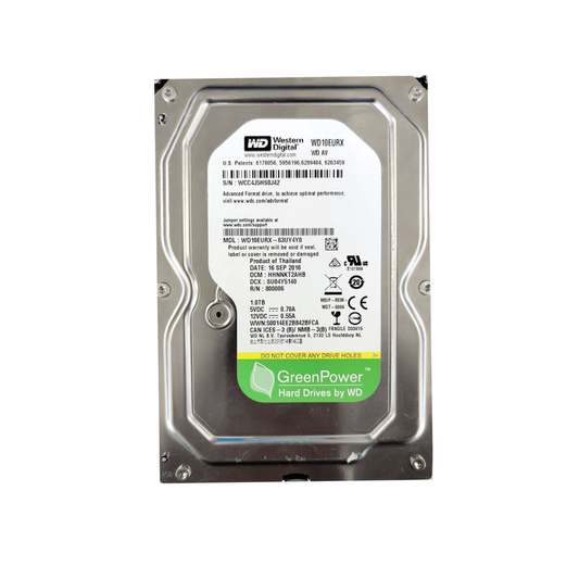 Disco Duro Western Digital Verde 1TB 5400RPM Sata 6Gbps 3.5" para Video Vigilancia Reacondicionado WD10EURX