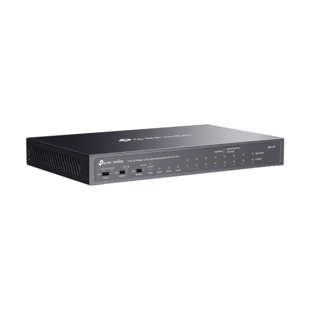 Switch TP-Link Omada 802.3AT/AF 1 Puerto SFP 8 Puertos 10/100 POE+ 123Watts DS111P