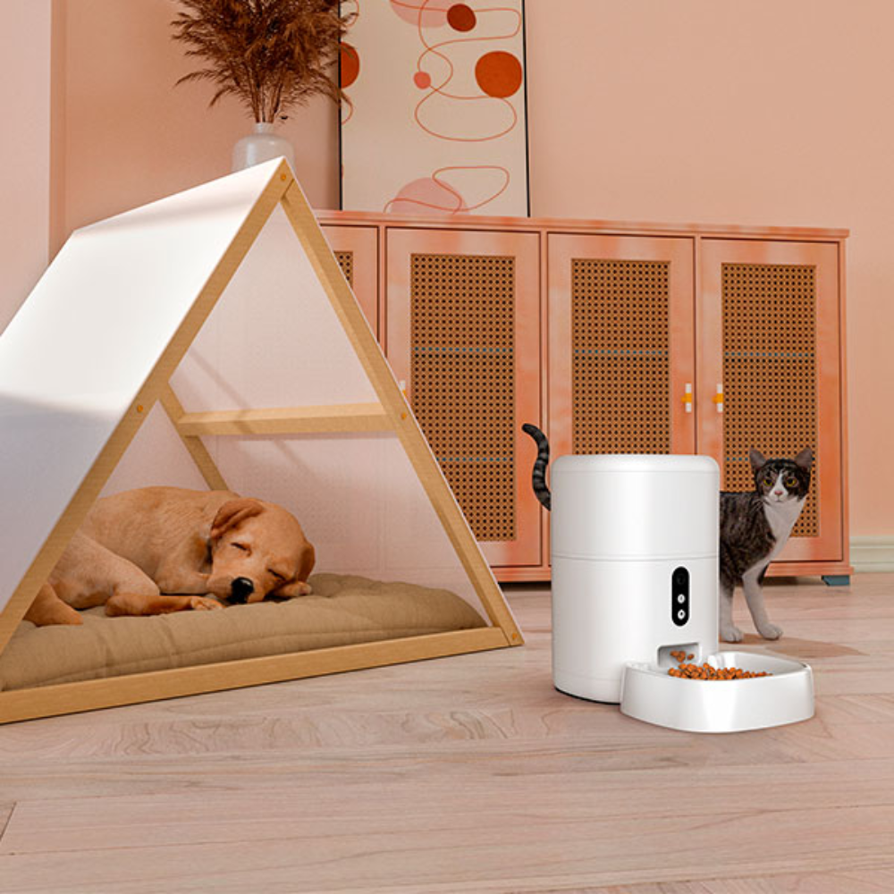 Alimentador Dimax Inteligente para Mascota Capacidad 4 Litros con Camara FHD de 3MP Vision Nocturna y Audio 2 Vias Alimentacion 220VAC y Pilas G107