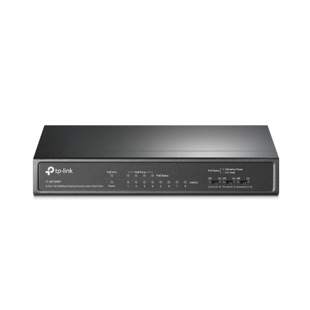 Switch TP-Link 8 Puertos 4 Puertos POE Potencia 57W cada Puertos 15.4Watts TL-SF1008P