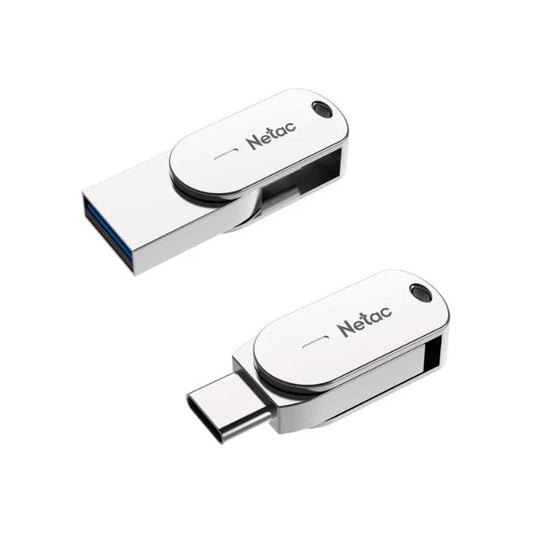 Memoria Flash Netac 64GB Dual USB-A y USB-C 3.1 Gen1 Aleacion de Zinc NT03U785C-064G-30PN