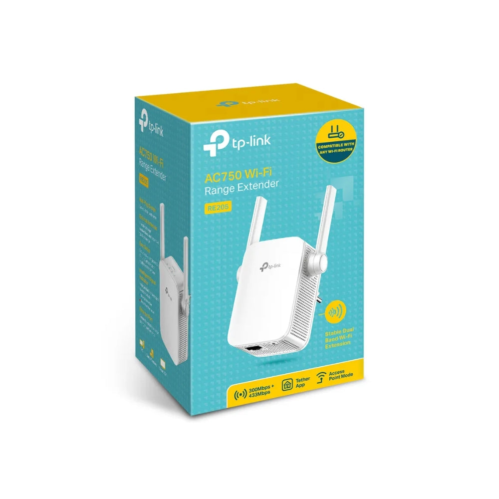Extensor de Cobertura TP-Link AC750 WiFi 2.4 y 5.0GHz 1 Puerto Ethernet Modo AP RE205