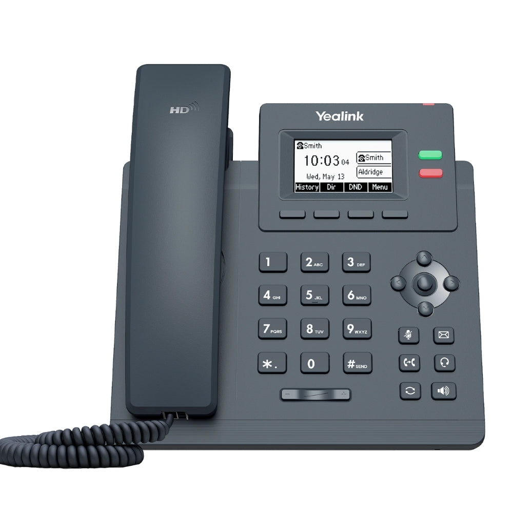 Telefono IP Yealink PoE 2xLineas SIP 2xPuertos 100Mbps Pantalla 2.3" 6 Teclas Programables Conferencia 5 Vias Audio HD Incluye Fuente SIP-T31P