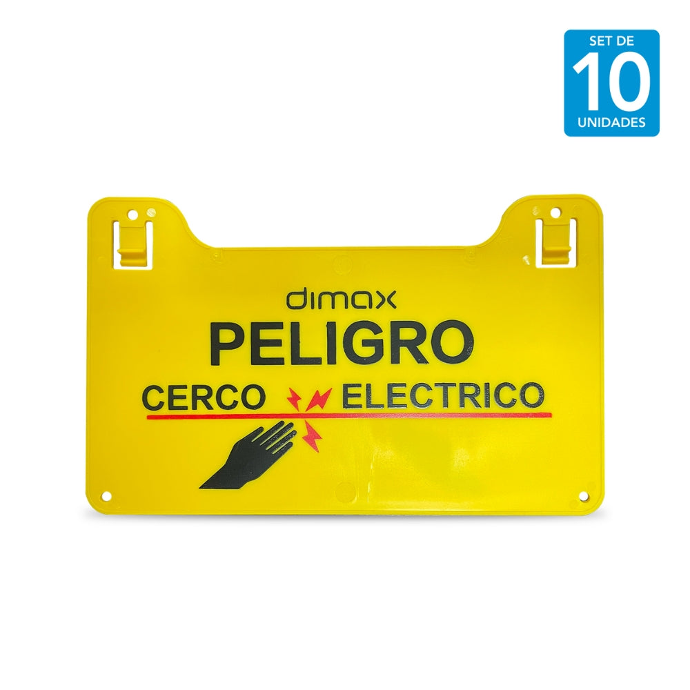 Set de 10 Piezas de Señal de Advertencia Dimax de 22.5x14.5cm Ideal para Cercas Electricas C910