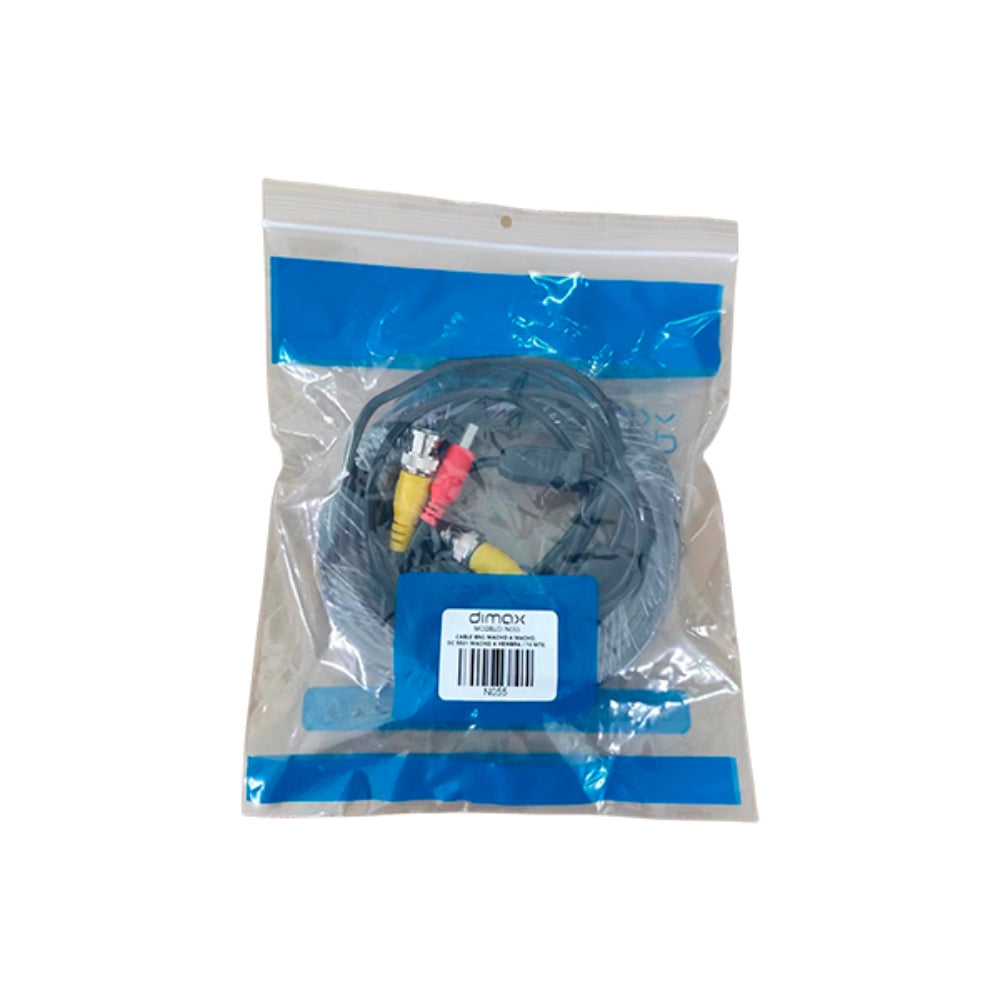 Patch Cord Dimax BNC+DC para Conexion de Camaras Cable de 10 metros color Negro N055