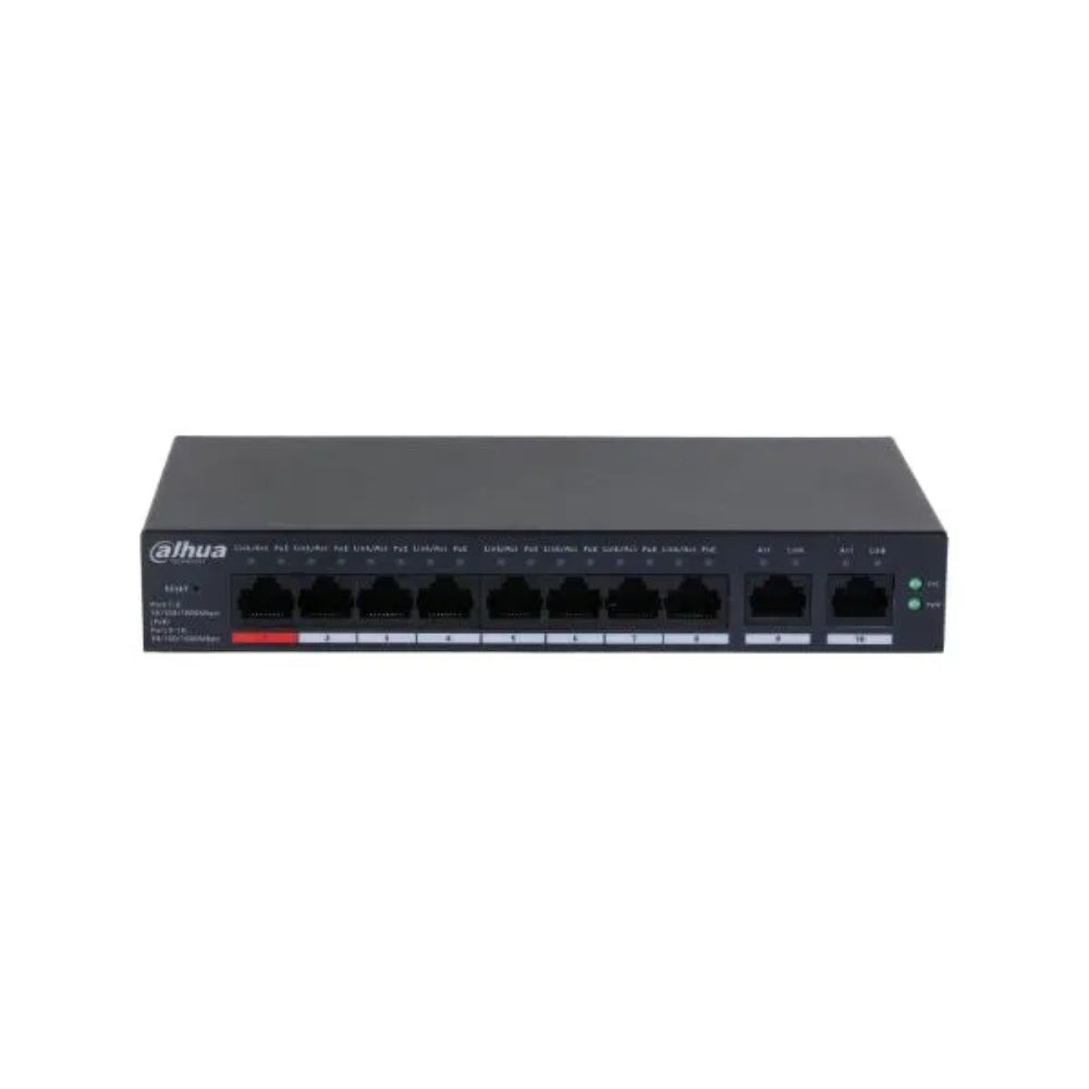 Switch Administrable Dahua 10 Puertos 2xGigabit + 8 Puertos Gigabit PoE 110Watts PoE Watchdog DH-CS4010-8GT-110