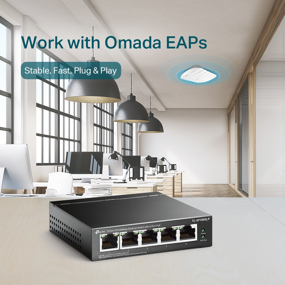Switch TP-Link 5 Puertos 10/100 Mbps POE TL-SF1005LP