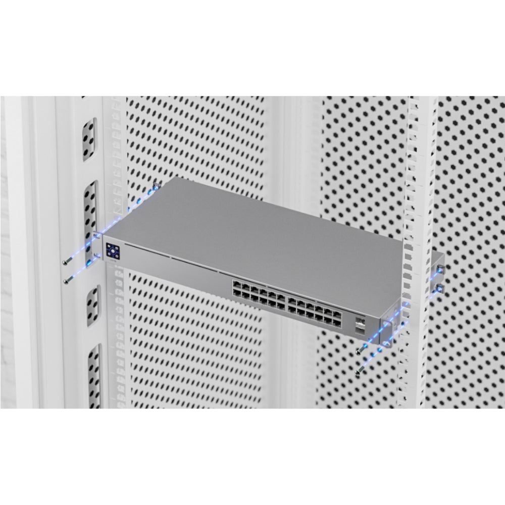 Switch Ubiquiti Unifi 24 Puertos 8xGigabit 16xGigabit PoE/AF/AT 2xSFP Potencia Max 95Watts Switching 52Gbps Rackeable UB-USW-24-POE