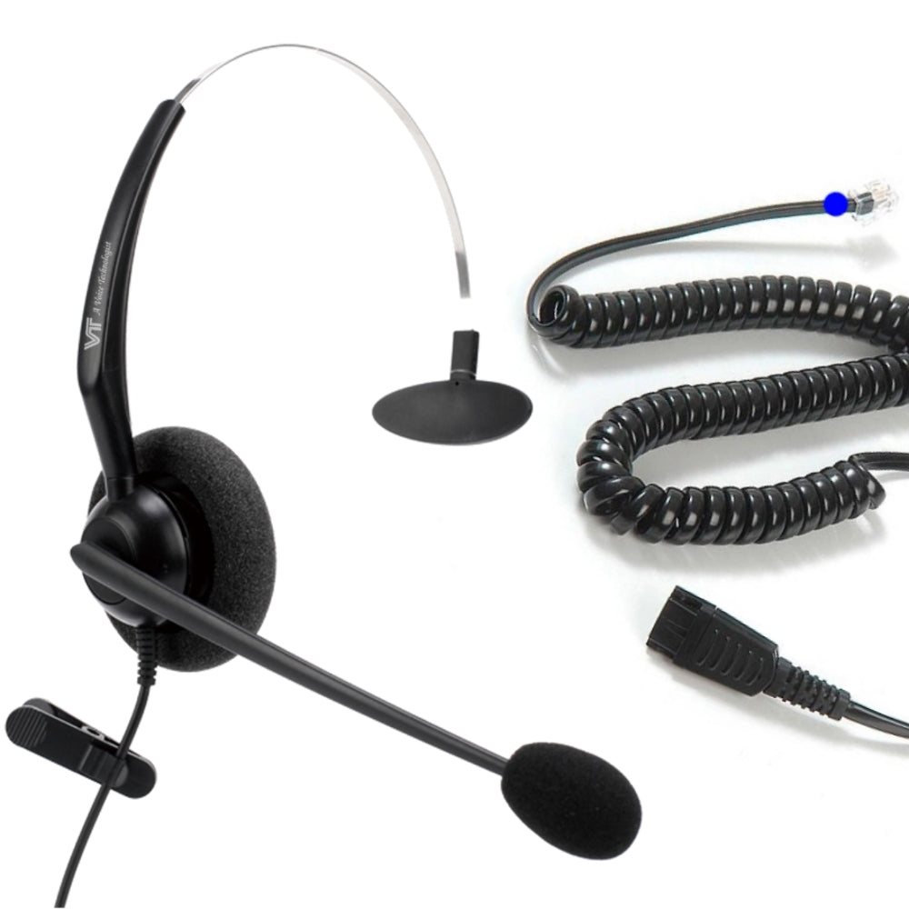 Auricular VT QD+ RJ09 Microfono de Cancelacion de Ruido 1xRJ9 Desconexion rapida 360/90° Ajustable VT2000NC GN QD + RJ09
