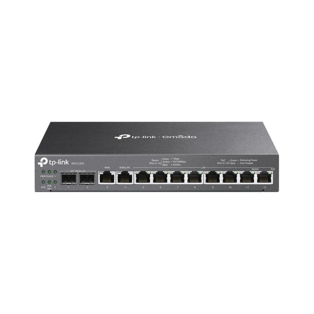 Router TP-Link VPN Omada 3en1 Router Switch Controlador Omada 1xWAN POE+ 802.3AT/AF Gestion Centralizada ER7212PC