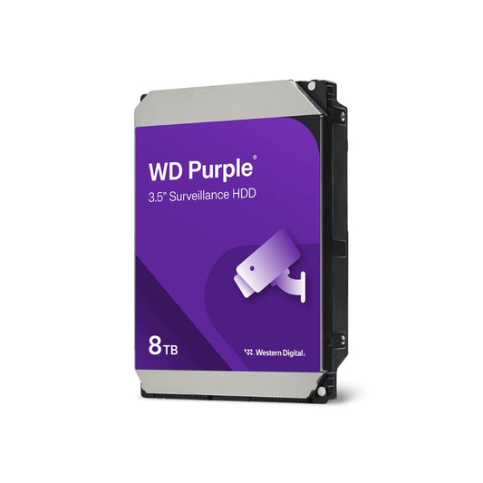 Disco Duro Western Digital Purpura 8TB 5400RPM Sata 6GB/s 3.5" Trabajo 24/7 para Video Vigilancia WD85PURZ