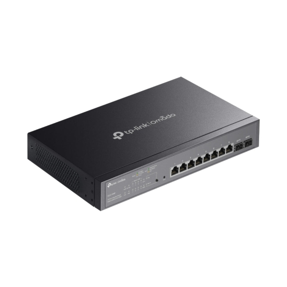 Switch TP-Link Jetstream 2 Puertos SFP 8 Puertos POE+ 802.3AT/AF PoE 150Watts Soporta VLAN QoS GUI TL-SG2210MP