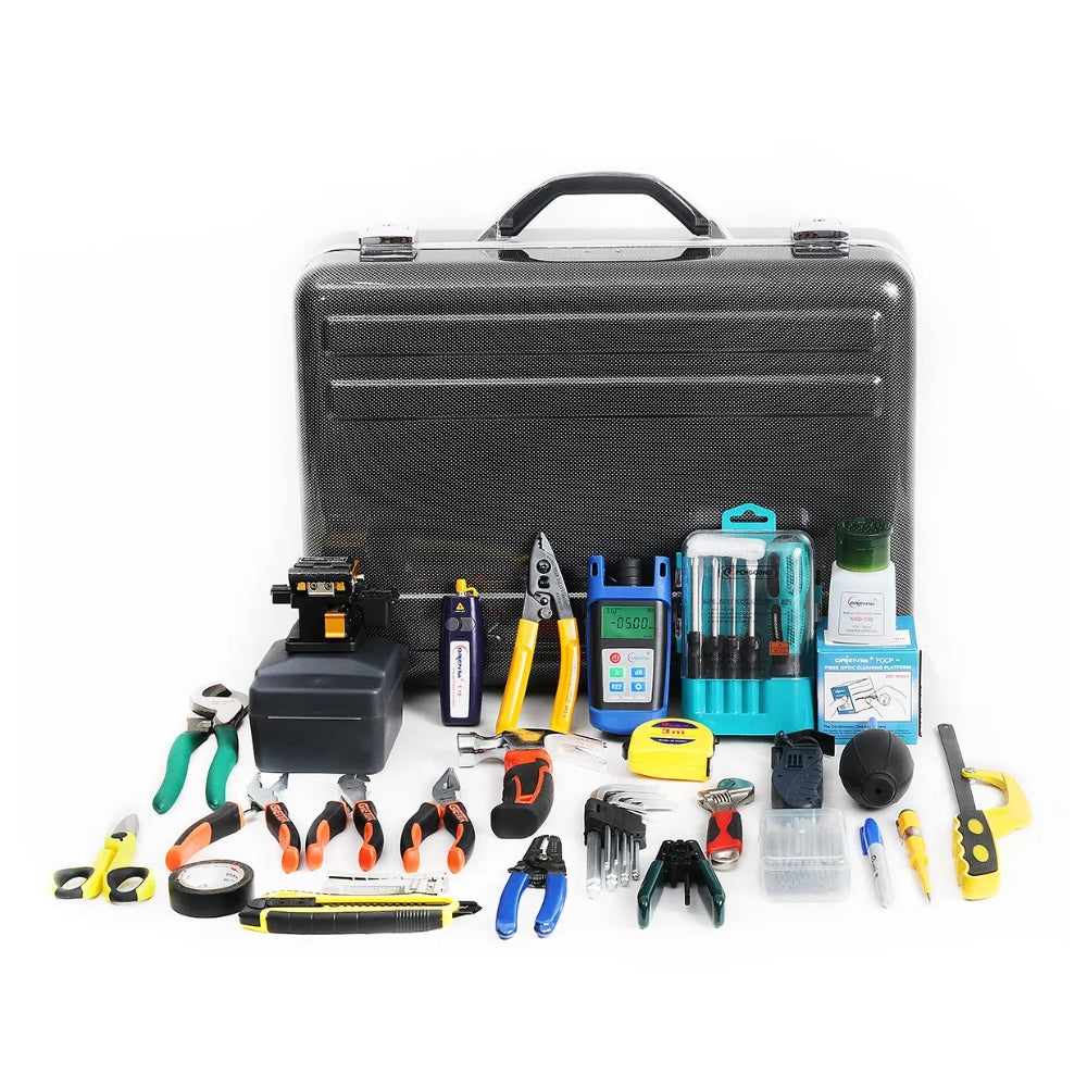 Kit de Herramientas Orientek FTTTH TFS-40D Cuchilla Destornillador Ensamblado 8en1 Pelacables Mangas de Empalme Cinta Electrica Minisierra Pelacable TFS-40D